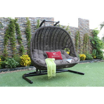 Новый модный дизайн Поли ротанга двойных мест для сидения, кресло-качалка или гамак для Открытый сад Патио плетеная мебель